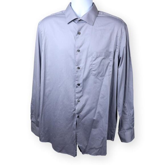 Van Heusen Flex Gray Mens Button Down Shirt 17 - Picture 1 of 9